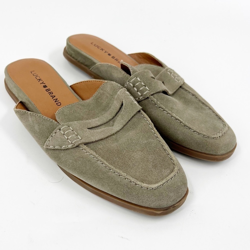 ✅ LUCKY BRAND Patsie Loafer Mule LIGHT GREY SIZE 6.5 EUC